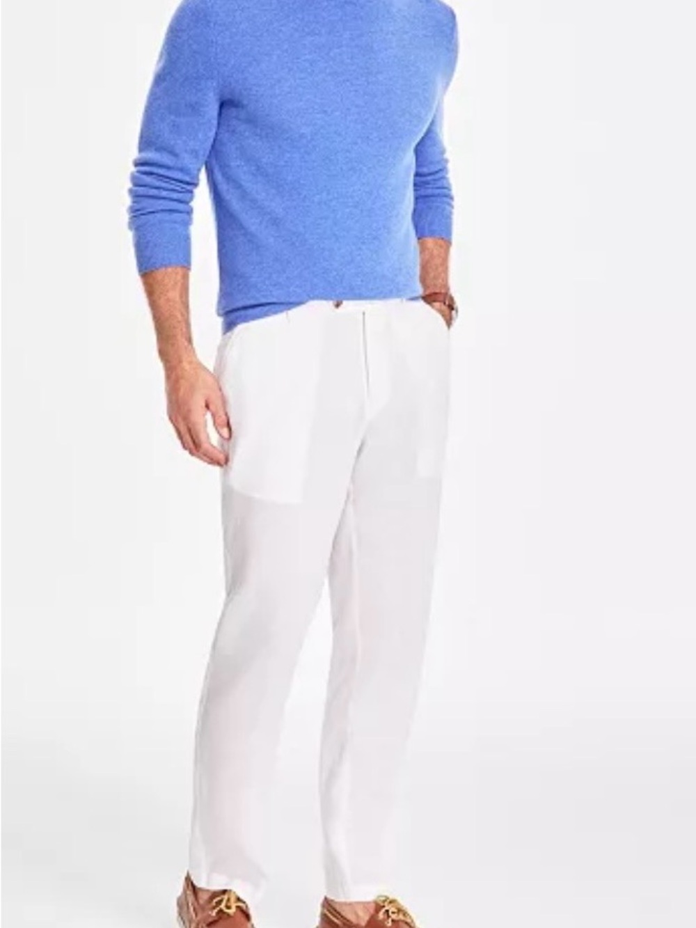 Men's White Linen Dress Casual Summer‎ Pants - Tailored Straight Fit 38/31